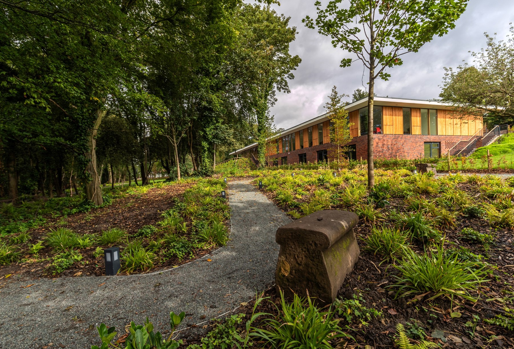 The path in the Strawberry Field gardens leading towards the new visitor centre