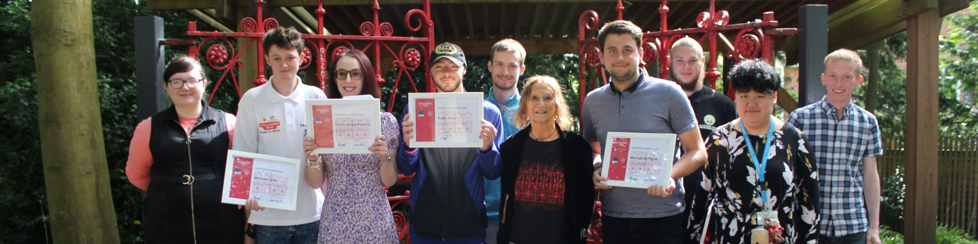 Graduates at Strawberry Field Steps to Work programme with John Lennon's sister Julia Baird