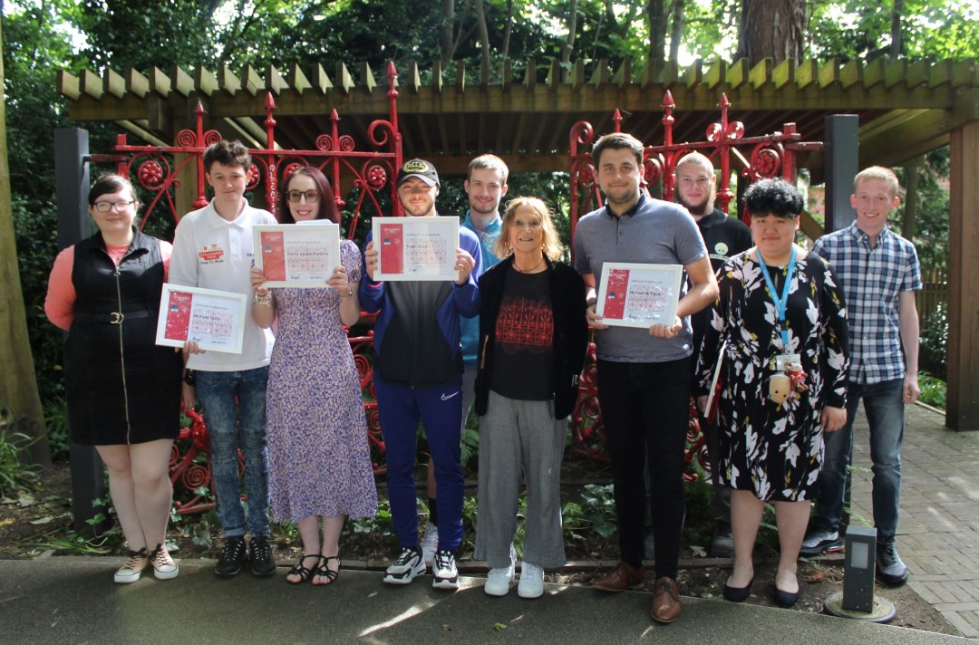 Graduates at Strawberry Field Steps to Work programme with John Lennon's sister Julia Baird