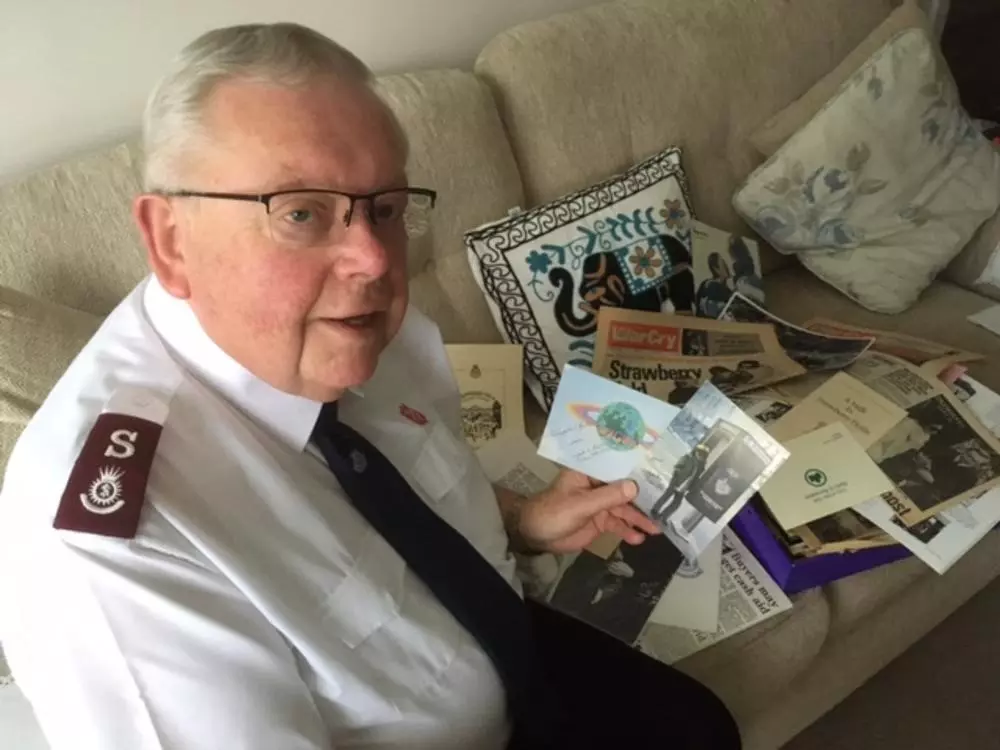 Major David Botting with memorabilia from his friendship with Yoko Ono.